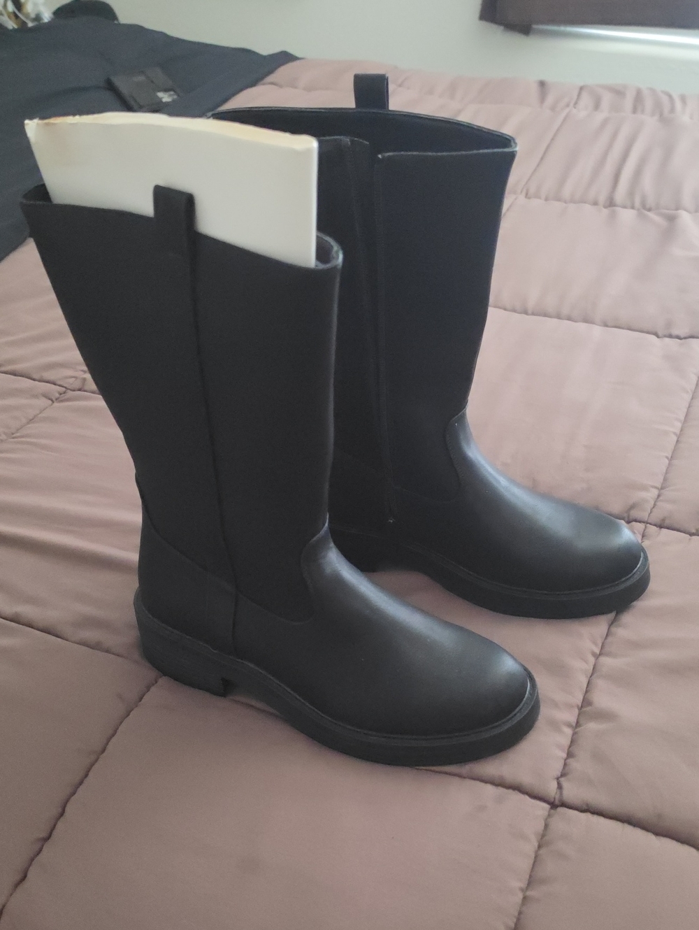 Sonoma Black Mid-Calf Pull-On Heeled Boots